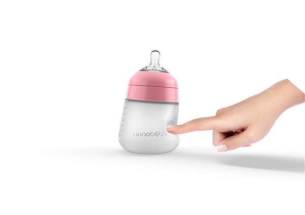 Dojčenská fľaša NANOBÉBÉ silikónová detská Flexy fľaša 270 ml, 1 ks, ružová Screen