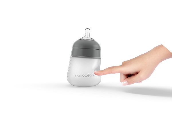 Dojčenská fľaša NANOBÉBÉ silikónová detská Flexy fľaša 270 ml, 1 ks, sivá Screen