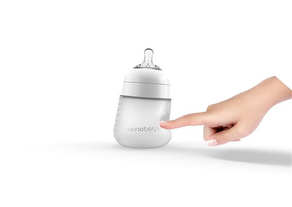 Dojčenská fľaša NANOBÉBÉ silikónová detská Flexy fľaša 270 ml, 1 ks, biela Screen