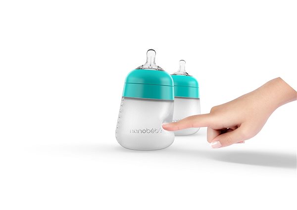 Dojčenská fľaša NANOBÉBÉ silikónová detská Flexy fľaša 270 ml, 2 ks, tyrkysová Screen