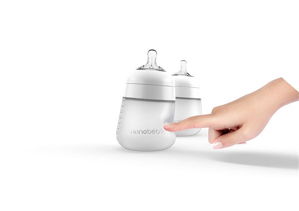 Dojčenská fľaša NANOBÉBÉ silikónová detská Flexy fľaša 270 ml, 2 ks, biela Screen