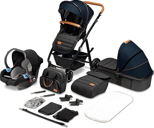 Baby Buggy LIONELO 3-in-1 Amber Blue Navy Lateral view