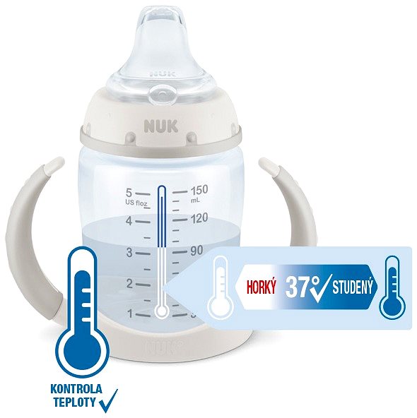 Detská fľaša na pitie NUK  fľaštička na učenie  DISNEY-Medvedík Pú s kontrolou teploty 150 ml modrá (mix motívov) ...