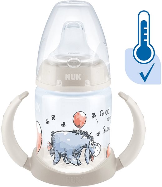 Detská fľaša na pitie NUK  fľaštička na učenie  DISNEY-Medvedík Pú s kontrolou teploty 150 ml béžová (mix motívov) ...