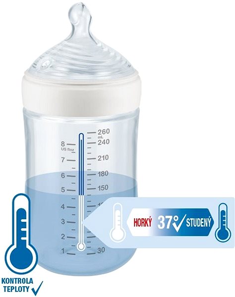 Dojčenská fľaša NUK Nature Sense dojčenská fľaša s kontrolou teploty 260 ml biela ...