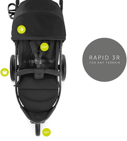 Baby Buggy HAUCK Rapid 3R Sports Carrier, Black Features/technology