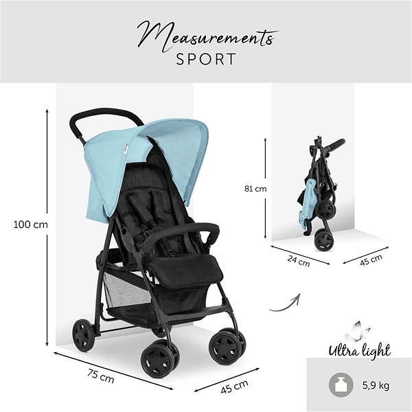 Baby Buggy HAUCK Sport Blue Technical draft