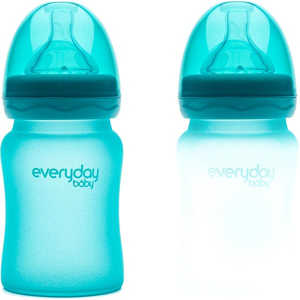 Dojčenská fľaša EverydayBaby Fľaša sklo senzor 150 ml Turquoise Lifestyle