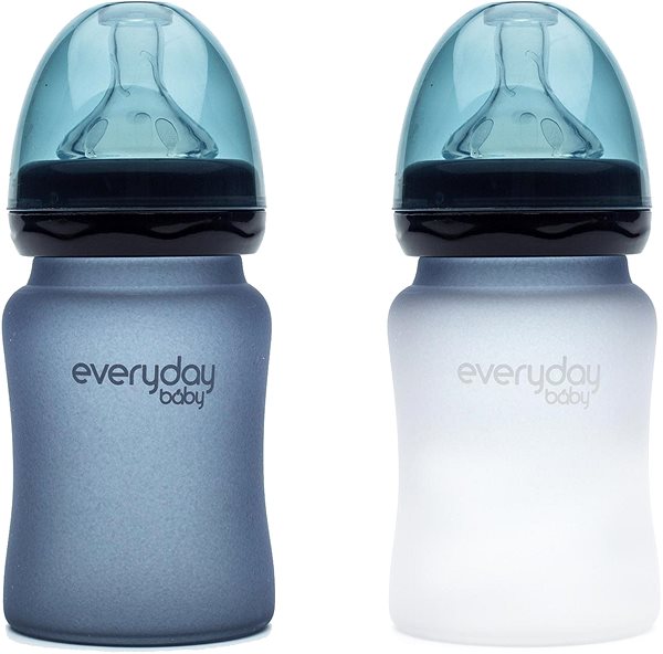 Dojčenská fľaša EverydayBaby Fľaša sklo senzor 150 ml Blueberry Lifestyle