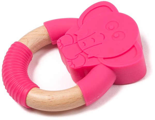 Hryzátko Bo Jungle hryzadlo B-Teether Animal Wood Pink Elephant ...