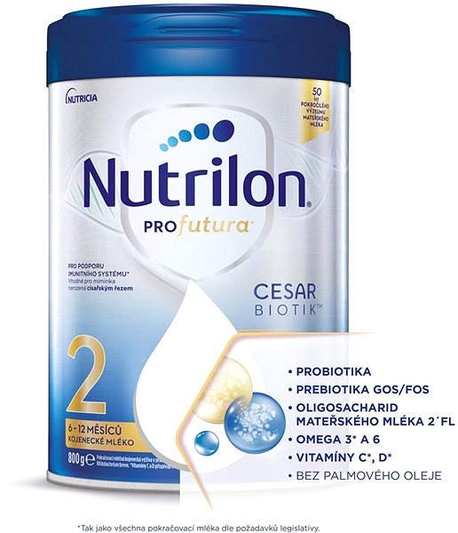 Dojčenské mlieko Nutrilon Profutura Cesarbiotik 2 dojčenské mlieko 800 g Vlastnosti/technológia