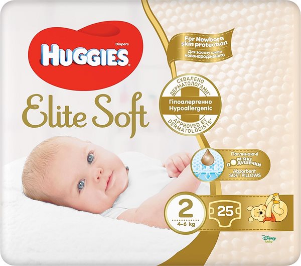 Eldobható pelenka HUGGIES Elite Soft 2-es méret (25 db) Képernyő