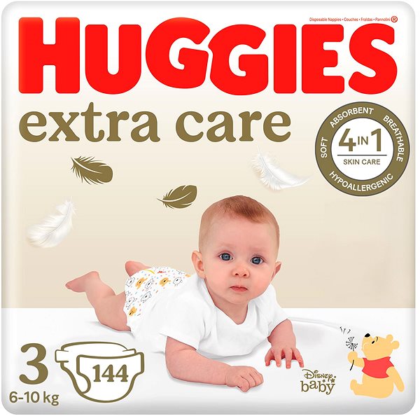 Eldobható pelenka HUGGIES Extra Care 3 méret (144 db) ...