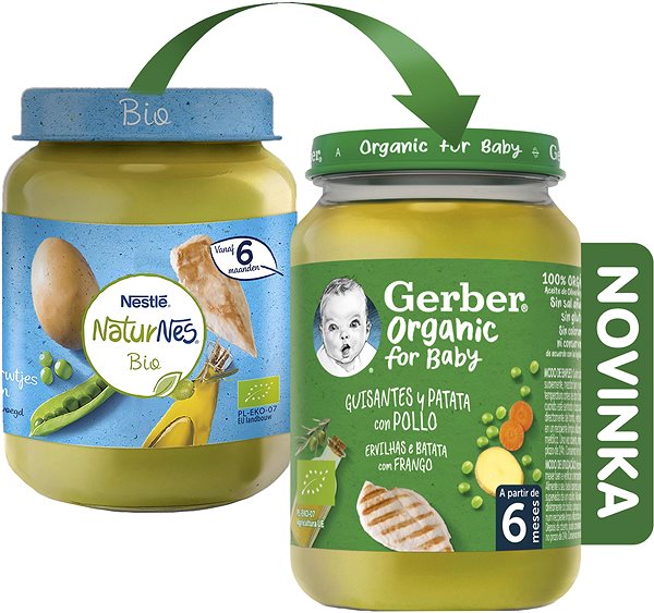Príkrm GERBER Organic detský príkrm hrášok so zemiakmi a kuracím mäsom 190 g ...