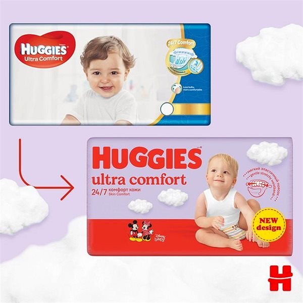 Eldobható pelenka HUGGIES Ultra Comfort Mega 4 (66 db) Jellemzők/technológia