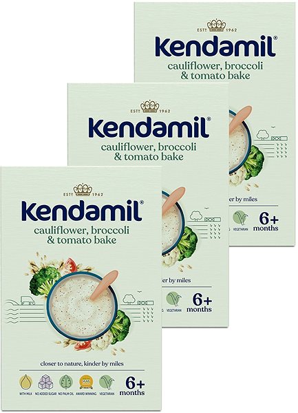 Mliečna kaša Kendamil mliečna kaša s brokolicou, karfiolom a rajčinami (3× 150 g) ...