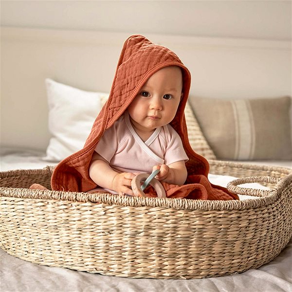 Gyerek fürdőlepedő Lässig Muslin Hooded Towel Milky, 90 × 90 cm ...