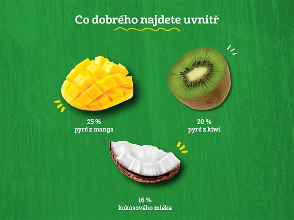 Príkrm GERBER Organic 100 % rastlinný dezert mango a kiwi s kokosovým mliekom 4× 90 g ...