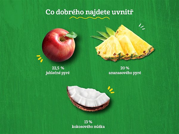 Príkrm GERBER Organic 100 % rastlinný dezert jablko a ananás s kokosovým mliekom 4× 90 g ...