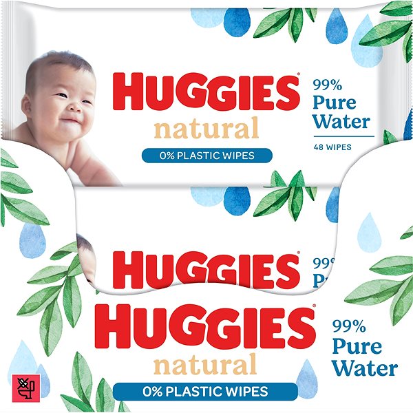 Detské vlhčené obrúsky HUGGIES Natural Pure Water 48 ks ...