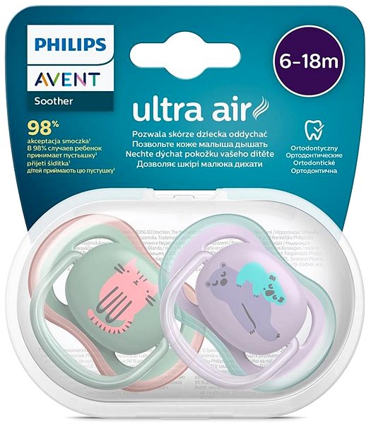 Cumi Philips AVENT Ultra Air Cumi, kép, 6-18 hó, lány, 2 db ...