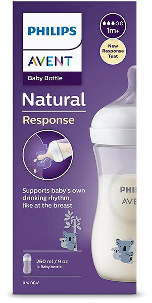 Dojčenská fľaša Philips AVENT Natural Response 260 ml, 1 m+, koala ...