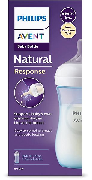 Dojčenská fľaša Philips AVENT Natural Response 260 ml, 1 m+, modrá ...