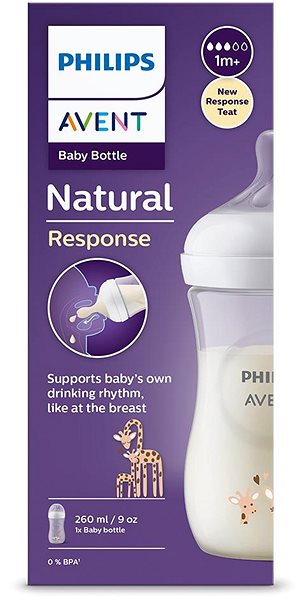 Dojčenská fľaša Philips AVENT Natural Response 260 ml, 1 m+, žirafa ...