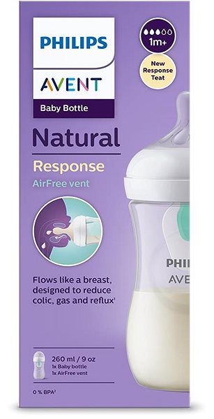 Dojčenská fľaša Philips AVENT Natural Response s ventilom AirFree 260 ml, 1 m+ ...