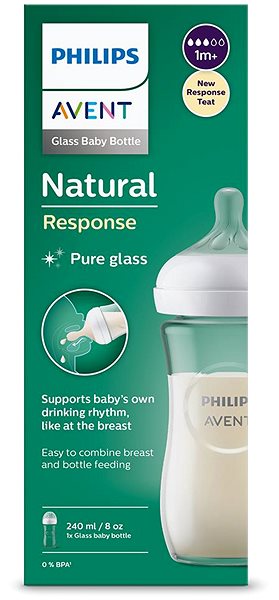 Dojčenská fľaša Philips AVENT Natural Response sklenená 240 ml, 1 m+ ...