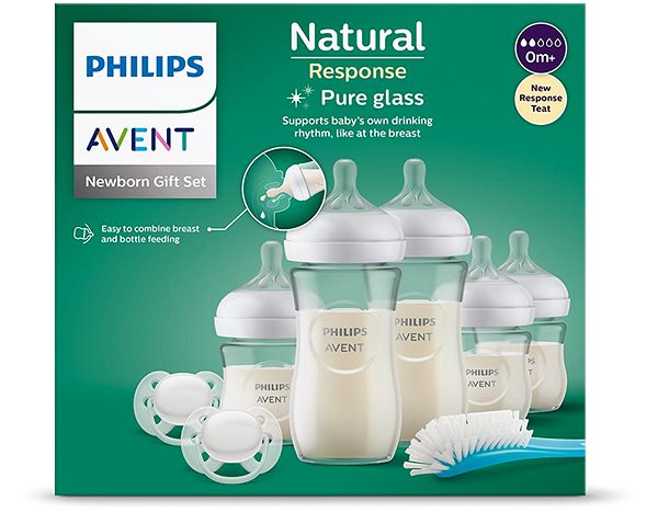 Dojčenská fľaša Philips AVENT novorodenecká štartovacia súprava Natural Response sklenená ...