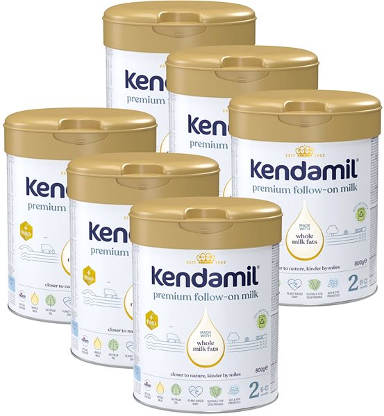 Dojčenské mlieko Kendamil Premium 2 HMO+ (6× 800 g) ...