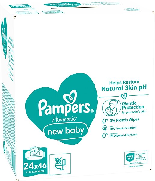 Popsitörlő PAMPERS Harmonie New Baby Plastic Free 1104 db (24× 46 db) ...