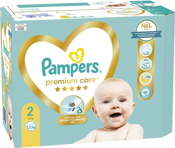 Eldobható pelenka PAMPERS Premium Care 2-es méret (136 db) ...