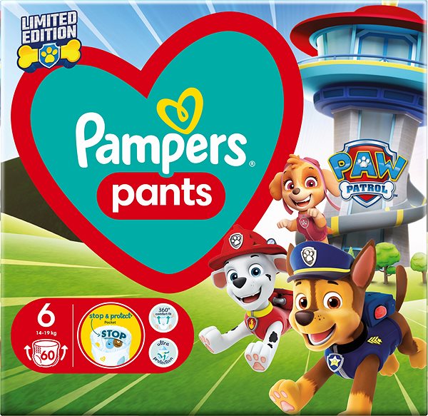 Plenkové kalhotky PAMPERS Active Baby Pants Paw Patrol vel. 6 (60 ks) ...