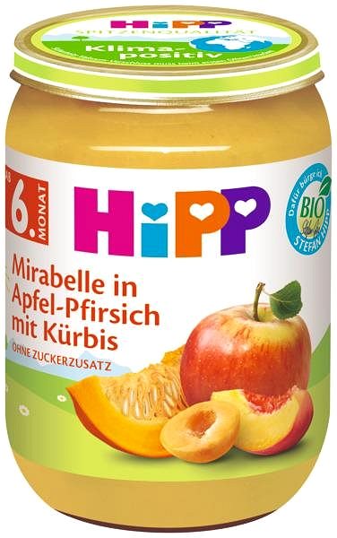 Príkrm HiPP BIO Jablko, broskyňa, mirabelky, maslová dyňa 6× 190 g ...