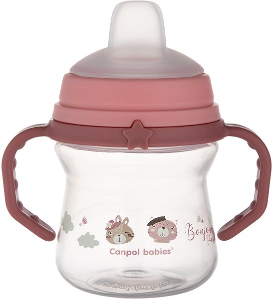 Tanulópohár Canpol babies FirstCup Bonjour Paris Pohár szilikon itatóval 150 ml, rózsaszín ...