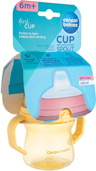 Tanulópohár Canpol babies FirstCup Pohár szilikon itatóval 150 ml, sárga ...