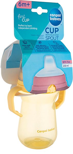 Tanulópohár Canpol babies FirstCup Pohár szilikon itatóval 250 ml, sárga ...