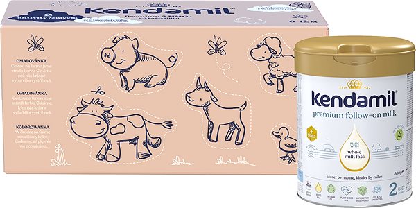 Kojenecké mléko Kendamil Premium 2 HMO+, 2,4 kg (3× 800 g), kreativní balení s dárkem ...