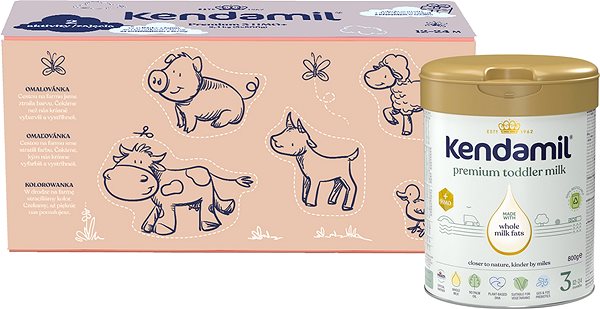 Kojenecké mléko Kendamil Premium 3 HMO+, 2,4 kg (3× 800 g), kreativní balení s dárkem ...