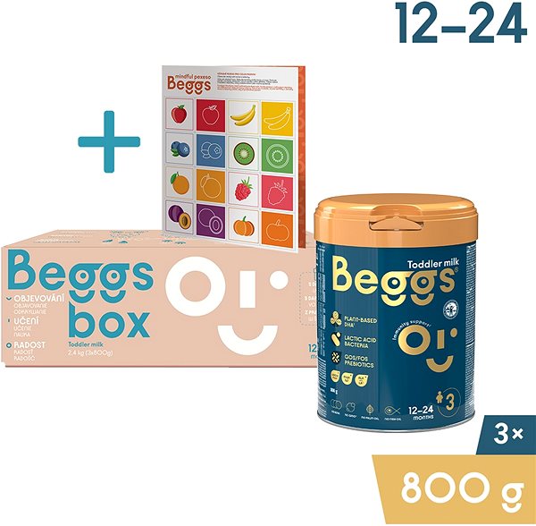 Dojčenské mlieko Beggs 3 dojčenské mlieko 2,4 kg (3× 800 g), kreatívny box s darčekom ...