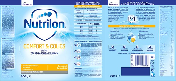 Dojčenské mlieko Nutrilon Comfort & Colics špeciálne počiatočné dojčenské mlieko 800 g, 0+ ...
