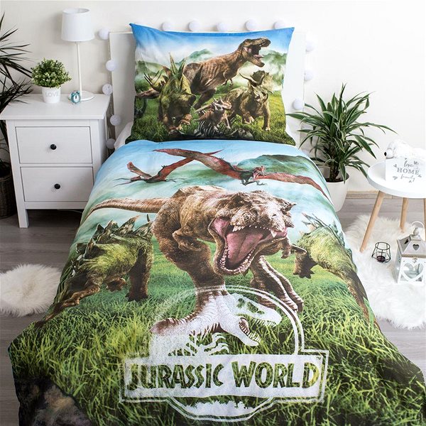 Detská posteľná bielizeň Jerry Fabrics Jurský svet Forest 140 × 200 cm ...