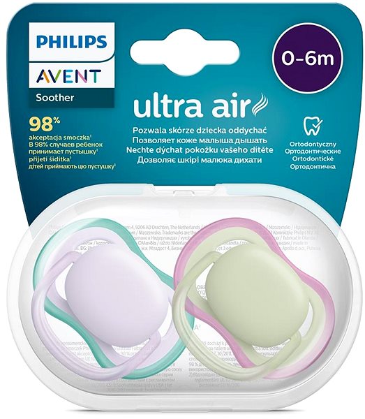 Cumi Philips AVENT Ultra Air Neutral 0-6 m kislány lila, 2 db ...