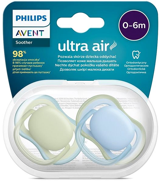 Cumi Philips AVENT Ultra Air Neutral 0-6 m fiú kék, 2 db ...