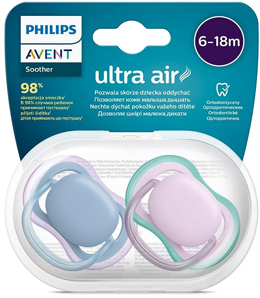 Cumi Philips AVENT Ultra Air Neutral 6-18 m lány kék, 2 db ...