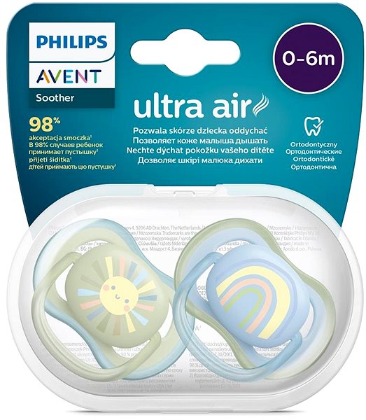 Cumi Philips AVENT Ultra Air 0–6 m, fiús (szivárványos), 2 db ...