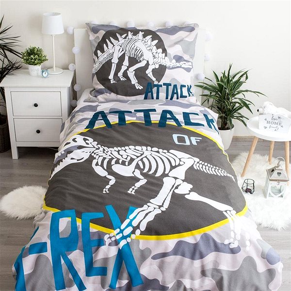Detská posteľná bielizeň Jerry Fabrics T-REX, svietiaca 140 × 200 cm ...