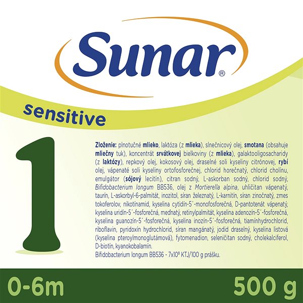 Dojčenské mlieko Sunar Sensitive 1 počiatočné dojčenské mlieko, 6× 500 g ...